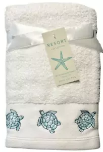 Sea Turtle Hand Towel Set of 2 Beach Summer House Embroidered Resort Collection - Picture 1 of 12