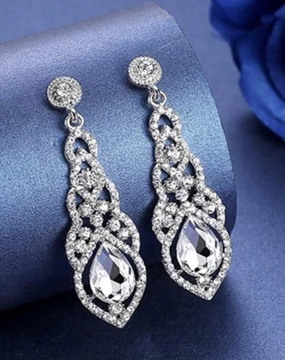 New 💞Fashion Crystal Rhinestone Zircon Drop Dangle Earrings Jewellery Evening - image 1 of 4