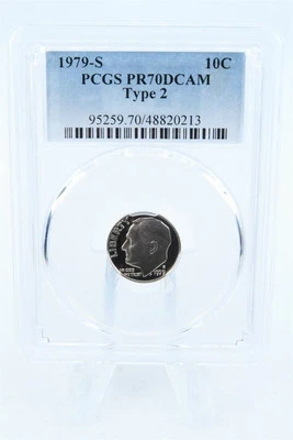 1979-S PCGS PR70DCAM Type 2 Roosevelt Dime Proof 10C - Image 1 of 2