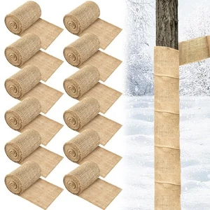 12 Rolls Natural Burlap Tree Wraps, 4.7in × 16.4ft Jute Tree Protector for Wi... - Picture 1 of 7