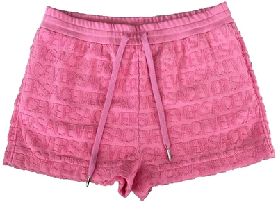 Pantalones Cortos Versace Rosa Flamenco Terry Jacquard Logo Cordón Talla 46 EE. UU. 10 $975 NUEVOS CON ETIQUETAS Foto 1 de 4