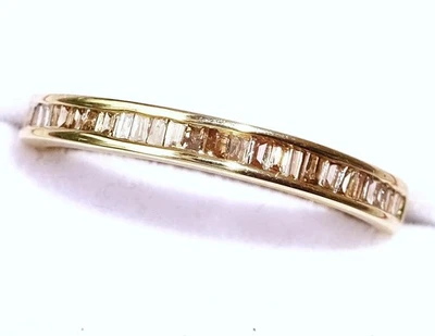 9ct Gold & 0.25ct Baguette Cut Champagne Diamond Channel Set Ring, Size S - Image 1 of 4