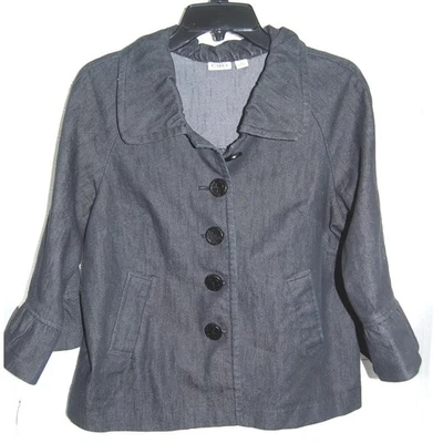 Chaqueta Denim Mujer Mediana Y2K Cato Manga 3/4 Gruesa Botón Volantes Ribete Foto 1 de 4