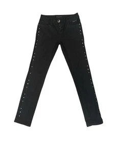 Vintage Baby Phat Girls Embroidered Embellished Studded Silver Cat Jeans Size 12 - Picture 1 of 5