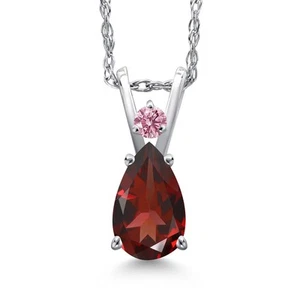 0.81 Ct Red Garnet Pink Lab Grown Diamond 14K White Gold Pendant with Chain - Picture 1 of 6