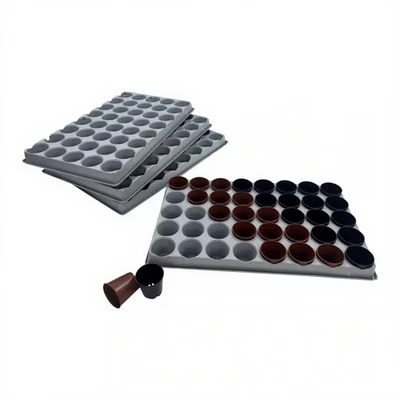 6cm Plant Pots With Carry Trays Transport Market Round Nursery Pot Tray Plastic - Image 1 of 4