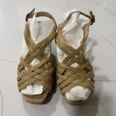 Nueva Sandalia Jellypop Cherlin Cuña 4" Tacón Corcho Yute Correas Para Mujer Talla 11M Foto 1 de 4