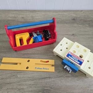 Vintage Fisher Price Power Workshop Tool Box Drill Role Play Toy Set 1980s - Picture 1 of 8