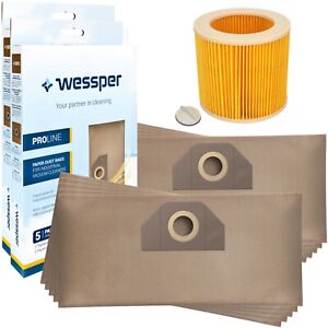 10x sacchetti per aspirapolvere per Karcher WD3 WD3P + filtro