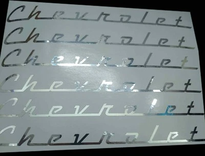 Chevrolet Script CHROME Emblem look decal sticker,gasser, Bel Air decal sticker - Image 1 of 4