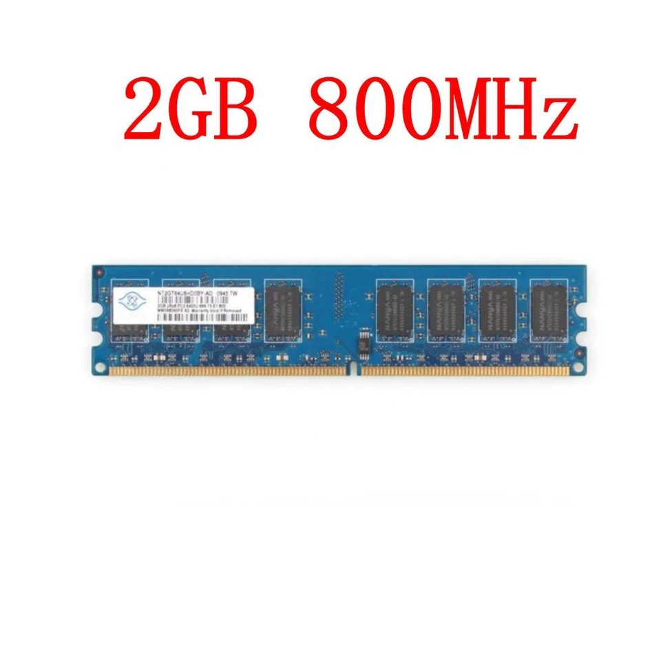For NANYA 2GB DDR2-800MHz PC2-6400U 2Rx8 240pin CL6 DIMM Desktop Computer Memory - Image 1 of 4