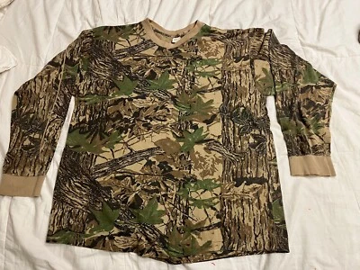 Vintage 90s RealTree Camo Shirt XL Single-Stitch Hunting Leaf Timber Bark USA - Image 1 of 4