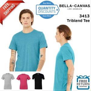BELLA + CANVAS Men Ring-spun Triblend Short Sleeve Tee Shirt 3413b up to 3XL