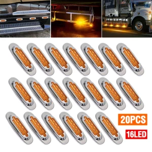 20x Marker Lights Amber 6.5" 16LED Truck RV Trailer Oval Clearance Side Light - Picture 1 of 12