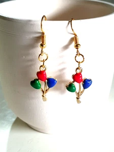 🎈Sweet Enamel Heart Shaped Balloons Gold Plated Earrings🎈 - Picture 1 of 8