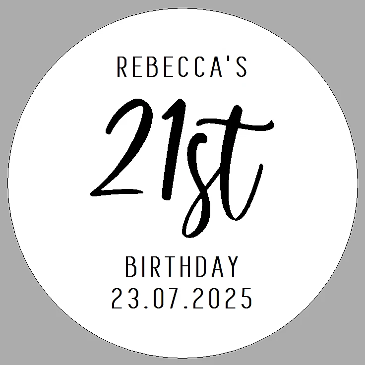 24x Personalised Circular Birthday Party Labels Sweet Bag Stickers 21st Any Age