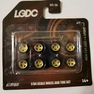 LODC Series 2 10 mm 4 ruote razze NS-02 6/7 Cerchio cromato con inserto oro 1:64 - Foto 1 di 2