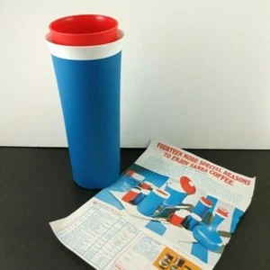 Vtg Sanka Travel Coffee Cooler Shaker Decanter Red White Blue Plastic Mod 60's - Picture 1 of 6