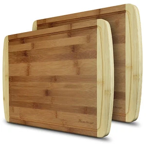 2x Heim Concept 1" Large Organic Bamboo Cutting Board Premium Wood Drip Groove - Picture 1 of 8