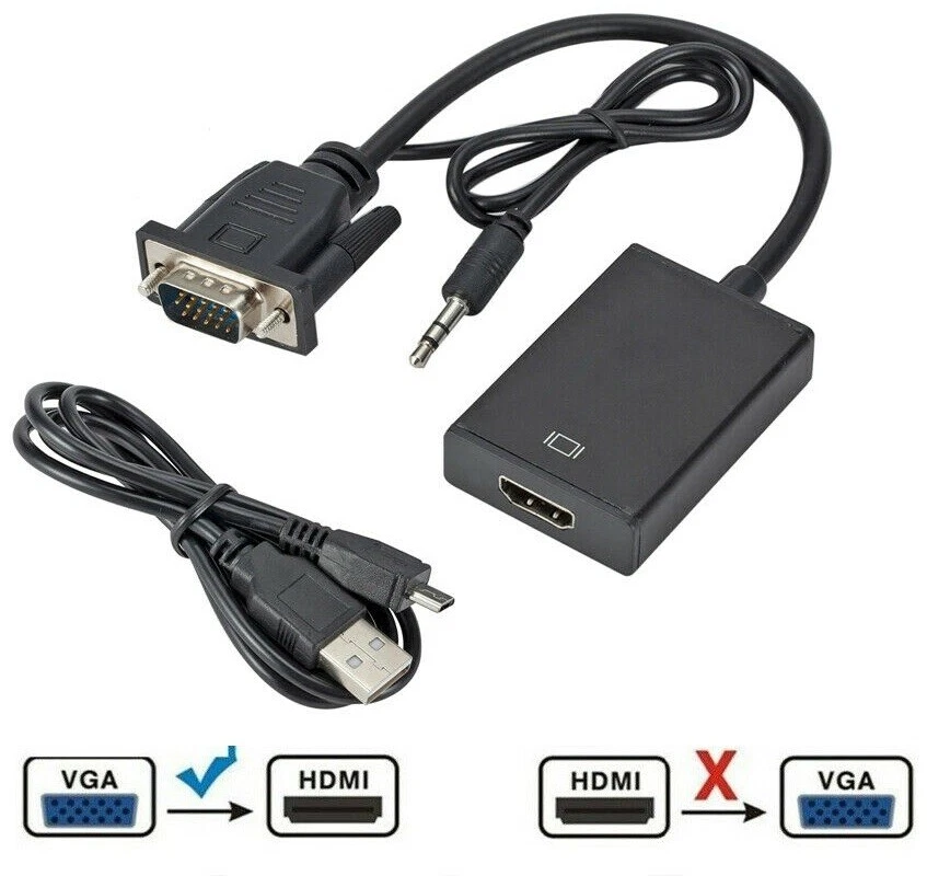 Adaptador convertidor de cable de audio y video HDTV salida 1080P VGA macho a HDMI hembra Reino Unido - Imagen 1 de 1