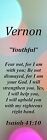 Vernon "Youthful" Keepsake Name Meaning Bookmark with Bible Verse and Tassel