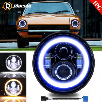 Faro LED de 7 pulgadas y ámbar + halo azul para Datsun 240z 260z 280zx 1600 180B Foto 1 de 4