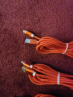   IPhone IPod (3pkg) CHARGING CABLES 10'RED  IPHONE 9to 14 Models🔥 FREE SHIP - Image 1 of 4