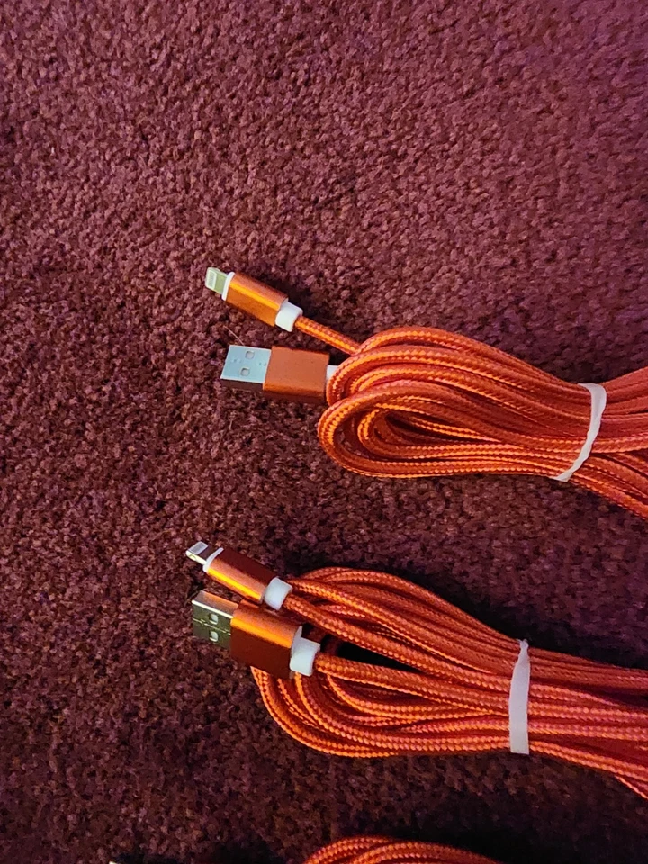   IPhone IPod (3pkg) CHARGING CABLES 10'RED  IPHONE 9to 14 Models🔥 FREE SHIP - Image 1 of 4