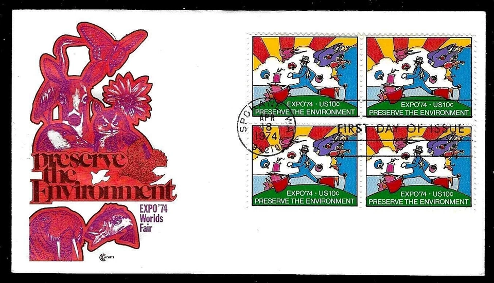 1527 10c Stamp (Peter Max) (1974) PRESERVE THE ENVIRONMENT FDC BY COVER CRAFT - Image 1 of 1