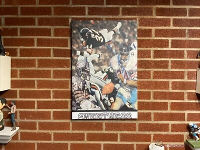 Cartel de fútbol americano con impresión en lienzo 24x16 Chicago Bears Walter Payton enmarcado arte de pared Foto 1 de 4