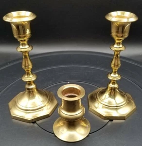 3 Stück Set Messing Elegant Urlaub Kerzenständer Halter 2x 5,5" & 1x 3,5" - Bild 1 von 11