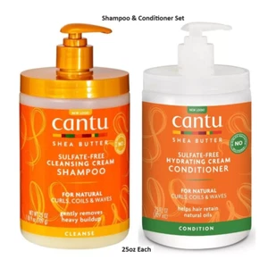 CANTU SHEA BUTTER CLEANSING SHAMPOO & HYDRATING CONDITIONER SULFATE FREE 25oz - Picture 1 of 3