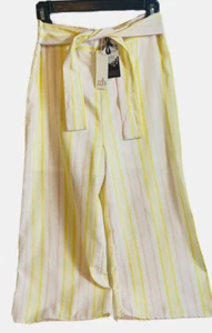 GB Girls Pants M, L or XL Girls Yellow Pink Stripe Crop 70's Flare Summer $39 - Picture 1 of 8