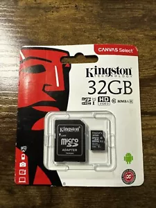 Kingston Micro SD Card 32GB Class 10 with Adapter for Smartphones Tablets Switch - Picture 1 of 2