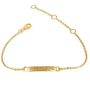 14K Gold Plated 925 Sterling Silver Peridot Round Cut Chain Adjustable Bracelet - Picture 1 of 2