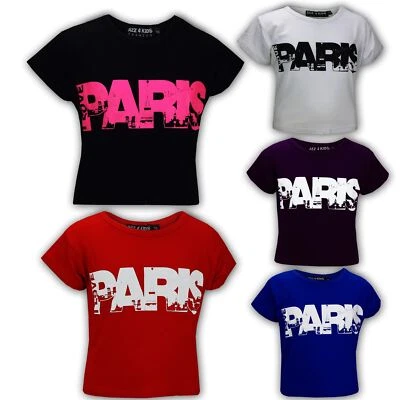 A2Z4KIDS Kinder Mädchen "I LOVE PARIS" Print Mode Crop Top Trendy T-Shirt Alter 7-13 Jahre