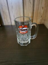 Vintage Hires Root Beer 6" Tall Mug Clear Thick Glass 16 oz. Orange & Brown Logo