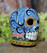 Sm Day of the Dead Sugar Skull Handmade & Hand Painted Mexican Folk Art