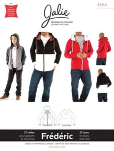 Jalie 3884 Frederic Hoodie Jacket Sewing Pattern Men's sizes XS-XXL, Boys' 2-13 - Picture 1 of 2