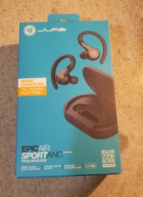 JLab Epic Air Sport ANC True Wireless Earbuds - Black - Image 1 of 3