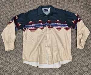 Camisa a Presión Wrangler Western Pearl Para Hombres XL Azteca Suroeste De Colección Manga Larga - Imagen 1 de 8