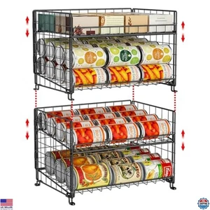 2-Pack Stackable Can Rack Organizer for Kitchen Pantry, Food Storage Dispenser - Picture 1 of 7