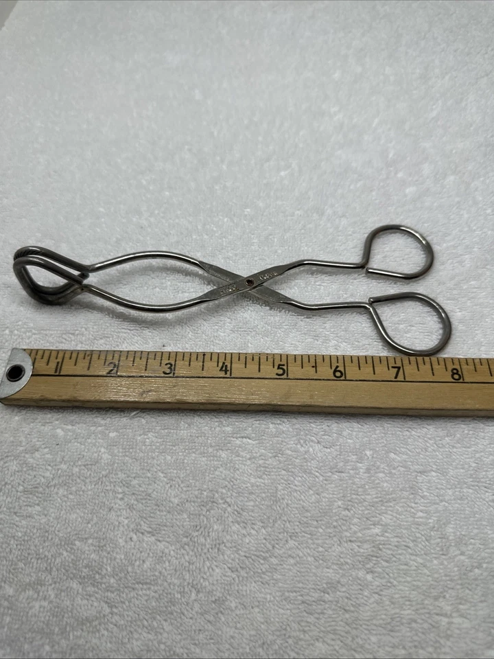 Pinzas de acero inoxidable vintage ECKO EE. UU. 8" de largo utensilio de cocina retro camping Foto 1 de 4