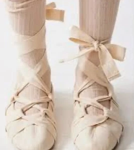 Free People Cece Wrap Ballet Flats, Cream With Ties - Picture 1 of 7