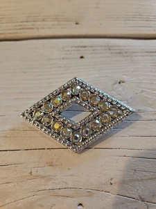 Art Deco Modern Irridescent Rhinestone Brooch Pin - Picture 1 of 5