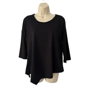 Lulu-B Shirt Womens Large Black 3/4 Sleeve Stretch Nylon Spandex Basic Top - Picture 1 of 6