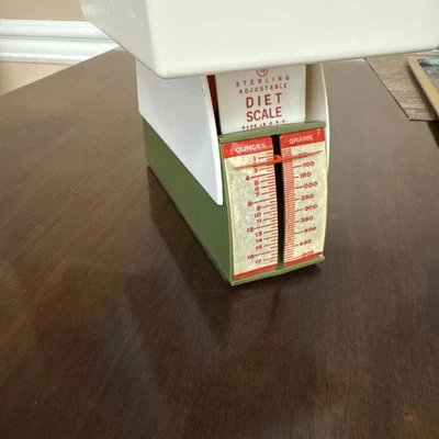 Vintage Sterling Diet Scale Avocado Green Kitchen Grams Ounces With Food Tray - Image 1 of 4