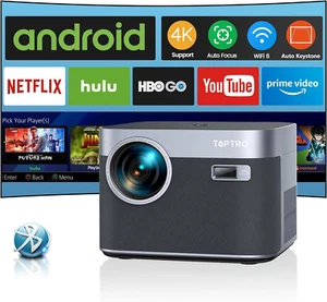 Projector【Auto Focus/Keystone】 TOPTRO 22000 Lumen Projector 4K Supported Movie P - Picture 1 of 7