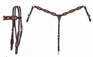 Circle Y Choc Metallic Beaded Breast Collar X4404-210C &/OR Headstall X0134-210C - Picture 1 of 10