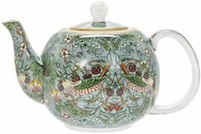 Gift Boxed Fine China William Morris Tea Pot -Teapot - Blue Strawberry Thief